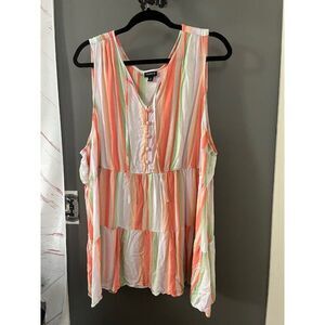 Torrid size 5 orange green pink striped tank top shirt